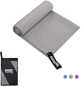 スポーツタオル 速乾タオル 高吸水 マイクロファイバー 軽量 収納袋 ボタン付きストラップデザイン 40×80cm