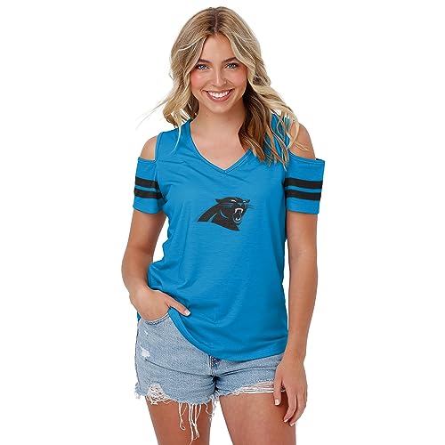 FOCO Carolina Panthers NFL Womens Cold Shoulder T-Shirt - X-Large