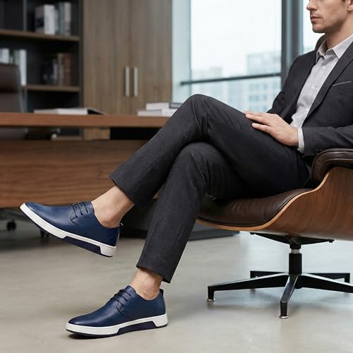 Image of konhill Men's Casual Oxford Shoes - Breathable Dress Shoes Loafers Lace-up Flat Sneakers
