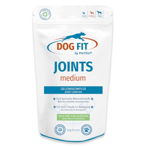 DOG FIT by PreThis® Joints für Hunde I Mit Glucosamin, MSM, Kollagen, Teufelskralle & Weihrauch I Ohne Zusätze I medium 10-25 kg