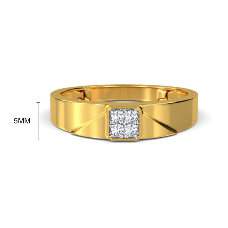 Image of KISNA 14k / 18k Real Gold & Diamond Ring | Diwali, Rakhi Rakshabandhan Gift for Brother, Husband | With Certificate of Authenticity & BIS-Hallmarked Gold Jewellery | Luk Diamond Ring For Him