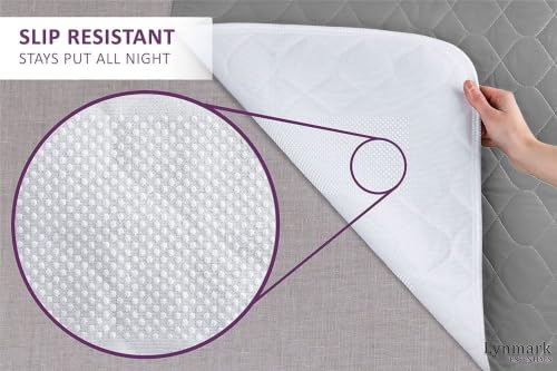 Image of Lynmark Toddler Potty Training Bed Pads - Double, 1 Pk Grey 53x33 | Waterproof Bedwetting Pee Protector Mat for Kids, Non-Slip Reusable & Washable Incontinence Mattress Sheet Absorbs Up to 1.8L