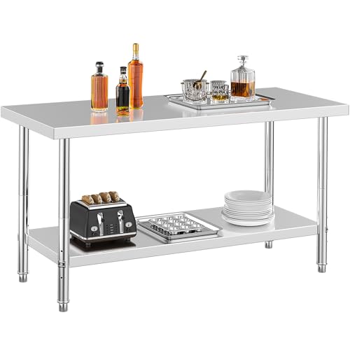 YITAHOME NSF Stainless Steel Table, 60" X 24" Worktable w/Undershelf, Heavy Duty Prep Workstation for Home Kitchen Commercial Restaurant Garage Wareho