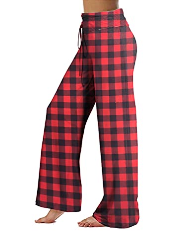 iChunhua Women's Comfy Stretch Floral Print Drawstring Palazzo Wide Leg Lounge Pant3