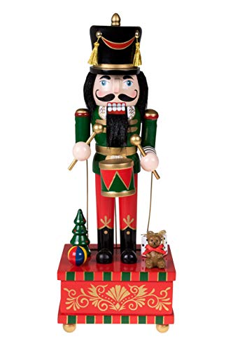 Clever Creations Black Drummer Music Box 30,5 cm Traditioneller Holz Nussknacker Festliche Weihnachtsdekoration für Regale und Tische Cover