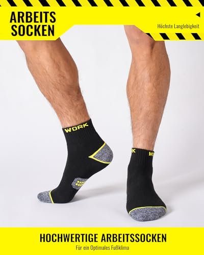 Effeet 10 Paar Kurze Arbeitssocken Herren Quarter Socken, Gepolsterte Verstärkte WORK Socken, Atmungsaktiv Kurzsocken mit Komfortbund, Work Socks 43-46 5