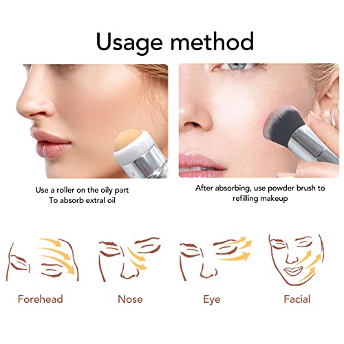 Escova absorvente de óleo, pedra vulcânica, limpador facial, maquiagem portátil, cabeça dupla, femin