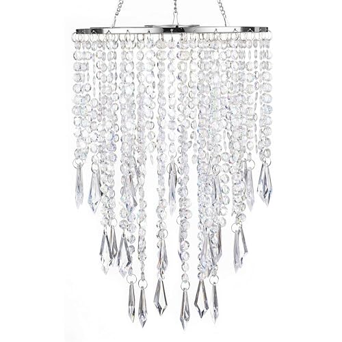 Modern Mini Chandelier Shade,H12.9 X W8.66 Chandeliers Light Fixture Sparkling Decorations for Wedding Centerpiece Lampshade with Acrylic Jewel Droplets