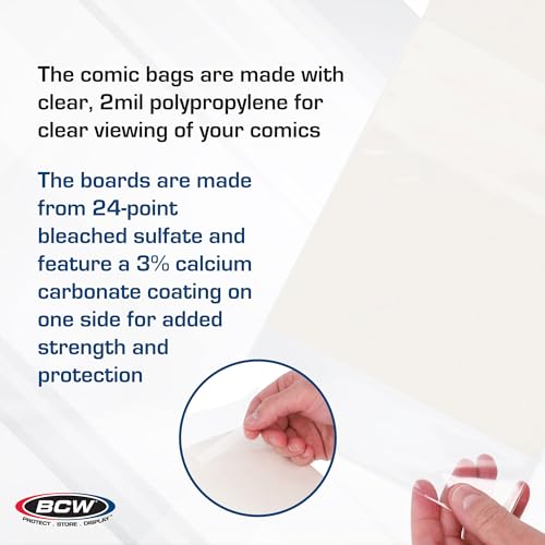 BCW Silver Age Comic Bags and Boards Combo (200 Ct) | 200 Backing Boards + 200 Resealable Comic Bags | Archival Protection for Silver Age Comics - Image 5