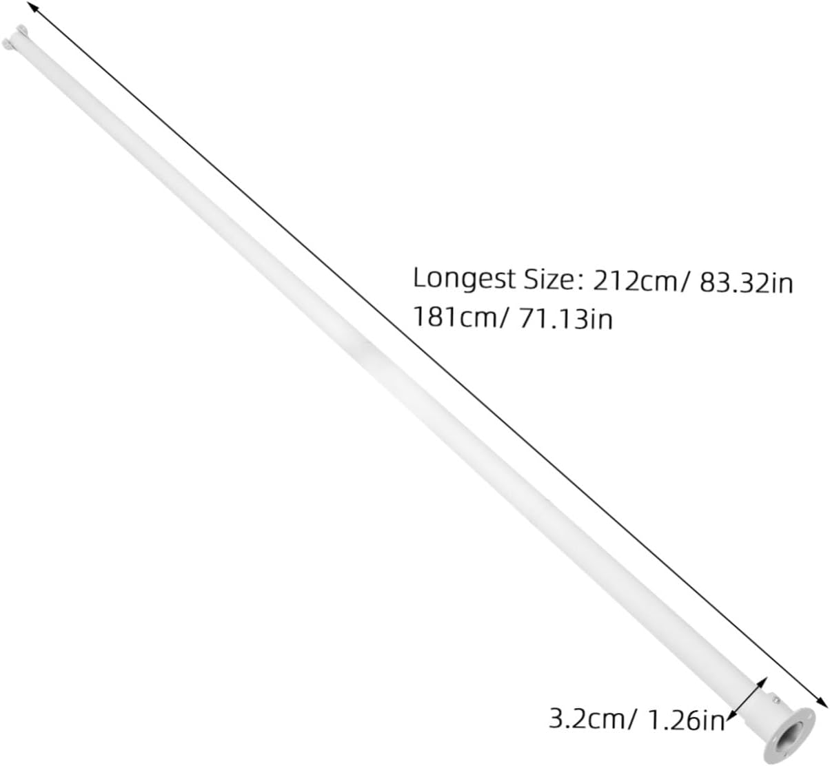 SHINEOFI Heavy Duty Adjustable Metal Closet Rod for Hanging Clothes, White Carbon Steel Closet Garment Rod with Easy Installation and Complete Accessories, Fits 177-212cm Wardrobe