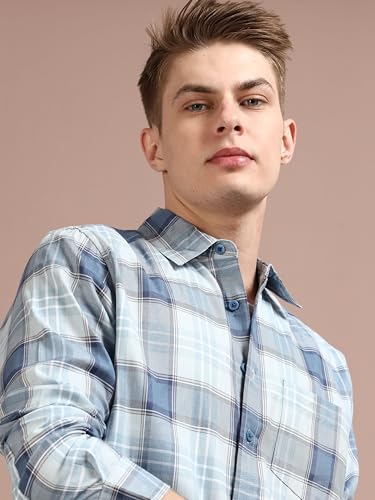 Image of StitchX Men's Full Sleeve Checkered Casual Spread Collar Cotton Shirt