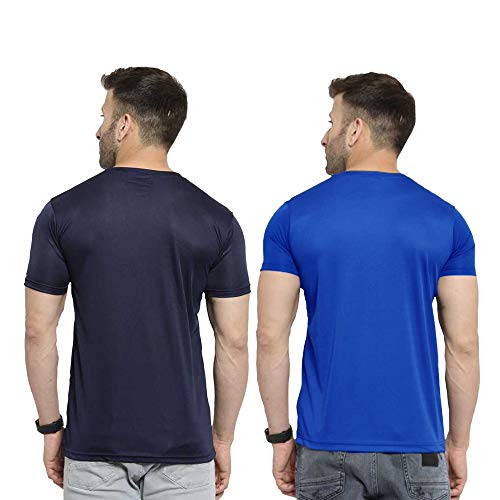 Image of TQH Men Dri Fit Polyester Half Sleeve Round Neck Multicolor t Shirts - Combo Set of 2