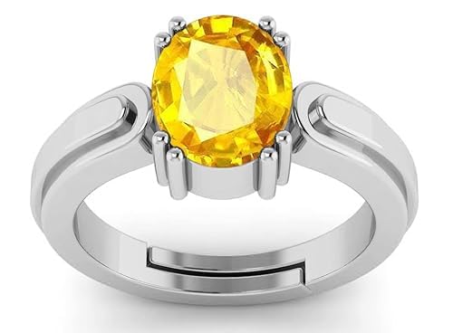 Bague saphir jaune naturel Shree Jewelrs en panchdhatu doré pour homme et femme