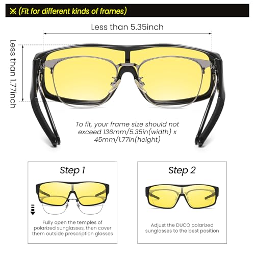 Image of DUCO Sports Polarized Fit Over Sunglasses for Men Women Wrap Around Wear Over Glasses for Cycling Fishing