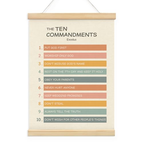 Wheatwin Ten Commandments Wall Art - 10 Commandments Poster Hanger