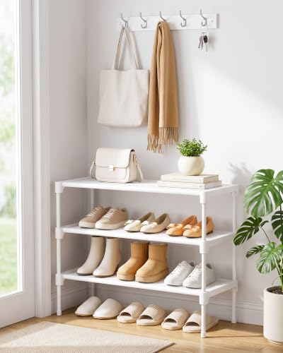 Kitsure-Shoe-Rack-Non-Woven-Shoe-Rack-Shelf-Shoe-Organizer-for-Closet-Entryway-Garage-Corridor-Stackable-Shoe-Shelves-275-Wide-3-Tier-White-Shoe-Organizer-for-Closet-Entryway-Garage-Stackable-Shoe-She