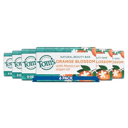 Image of Tom's of Maine Natural Beauty Bar Soap For Women and Men, Orange Blossom, 5 oz Bar (Pack of 6)