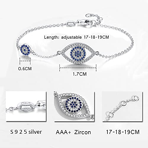 LOKILOKI Bracciale Evil Eye In Argento Sterling 925 Per Donna: Bracciale A Catena Con Pietra Blu, Gioiello Portafortuna Di Lusso, Disponibile In Oro Giallo E Oro Rosa, Elegante