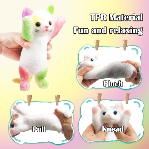 Image of Big Hand Painted Cat Squishy Toys,Large Cute Ultra Soft Kitty Squeeze Fidget Toy for Stress Relief,Kawaii Squishies Sticky Animal Toy for Adults Kids,Decompression Sensory Balls Toys for Autism
