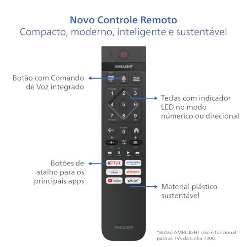 PHILIPS Smart TV, 55″ 4K, 55PUG7300, Comando de Voz, Bluetooth, HDR, Dolby Atmos, HDMI, USB, Wi-Fi