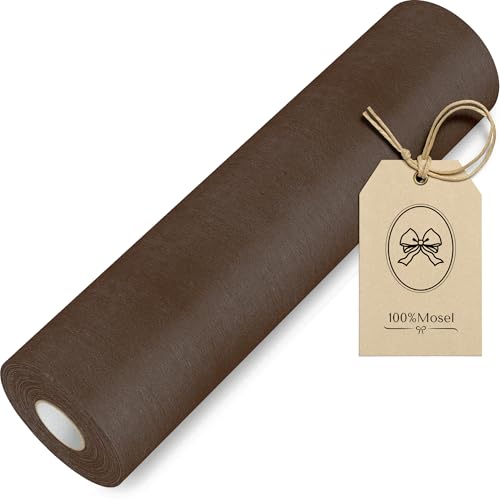 100 % Mosel Vlies Chemin de table non tissé, marron chocolat (30 cm x 25 m), ruban décoratif de table, décoration de table élégante pour anniversaires,...