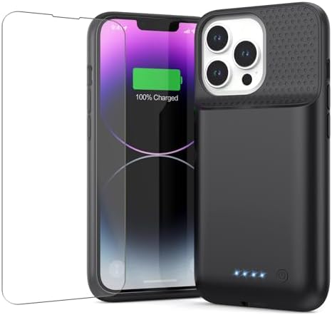 Feob - iPhone 13/13 Pro/14 Battery Case [2024 Upgraded] 7500mAh Ultra Slim Portable Extended Charger Case for iPhone 13/13 Pro/14 Charging Case (6.1 inch), Black