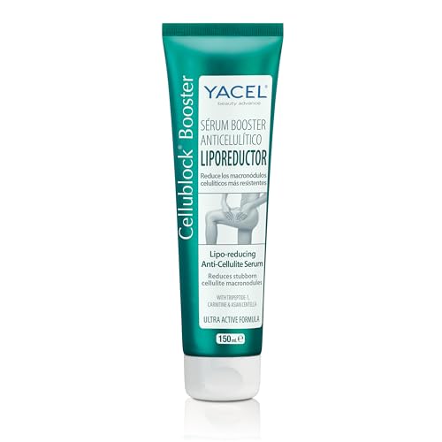 Yacel | Cellublock Booster | Sérum Anticelulítico Liporeductor | Reduce Nódulos y Celulitis | Drenante, Reafirmante e Hidratante | Cafeína, Carnitina, Hiedra, Ruscus y Centella Asiática | 150 ml