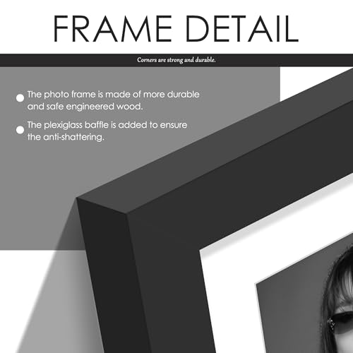 Image of DUENPY 8x15 Collage Picture Frame, 4x6 Collage Picture Frame, Displays Three 4x6 inch Photos, Wall Decor Wall Hanging or Tabletop, Black Mat.