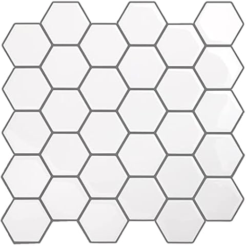 Peel and Stick Backsplash Stick on Backsplash with Self-Adhesive for Apartment Kitchen Bathroom,Improved and Upgraded Models Adhesive Wall Tiles Stick on Tiles for Fireplace (White) Cover
