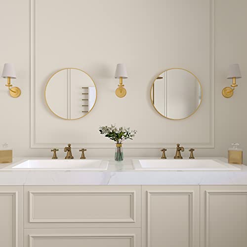 Beauty4U 16" Wall Circle Mirror For Bathroom, Small Gold Round Mirror For Wall, 16 Inch Hanging Round Mirror For Living Room, Vanity, Bedroom #TOP6