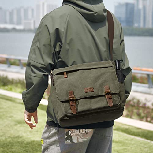 S-ZONE Large Men Crossbody Messenger Shoulder Bag Fit for 15.6 Inch Laptop Canvas Briefcase Satchel