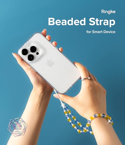 Image of Ringke Beaded Strap Compatible for Cell Phone Case, Cute Aesthetic Stone Beads Charm Keychain Wrist Hand Bracelet Strap for Phone Cover Decoration Accessories for Women, Girls