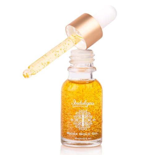 Indulgeo Essentials Rose Gold Oil 15ml 24K Gold Infused Face Oil | 100% Organic