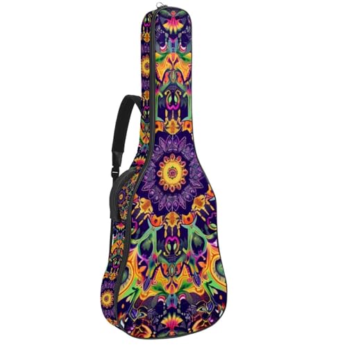 Sac de transport pour guitare basse étanche et rembourré style hippie art