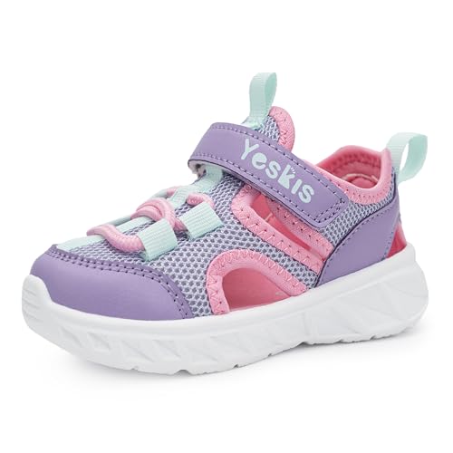 Image of YESKIS Toddler Boys Girls Sport Sandals Outdoor Athletic Hiking Running Tennis Barefoot Shoes Lightweight Closed Toe Adjustable Strap for Toddler and Little Kids
