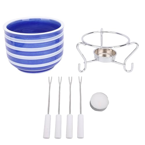 Fdit Pot de Fondue de Cerámica, Chocolate de Chocolate con Fulter de Chocolate con Diseño Europeo Pintado a Mano para Reuniones Familiares Fiestas