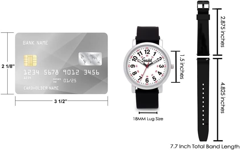 Speidel Original Scrub Watch™ for Nurses, Medical Professionals, Mens and Womens Watch with Second Hand Nursing, Nurse Watches for Women Men, Waterproof 12 and 24 hr Time - Black Case/Dial, Blue - Image 6