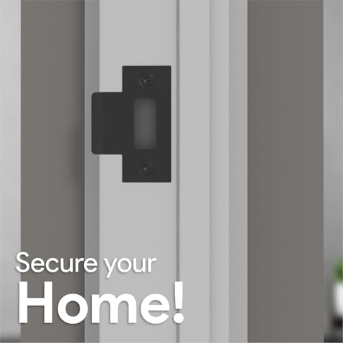 Image of Mega Handles T-Strike Door Plate - Durable Door Strike Plate, Black Strike Plates for Interior Doors