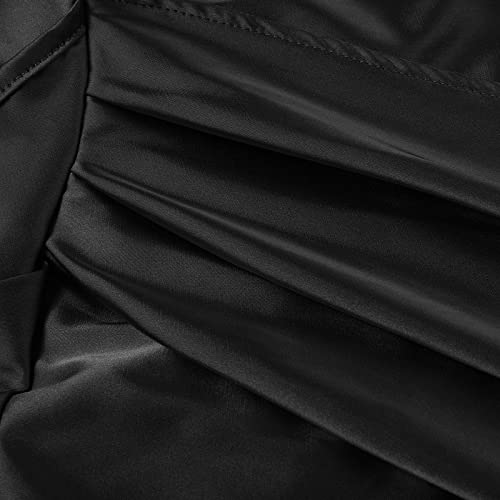 SLENDIPLUS Vestido Bodycon franzido assimétrico sem mangas decote em V vestido de cetim para festa,
