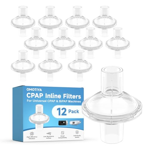 12-Pack CPAP Inline Filters CPAP Filters for CPAP & BiPAP Machines Compatible with Most Standard CACP Machine Size 22mm & 25mm CPAP Tube CPAP Supplies & CPAP Accessories