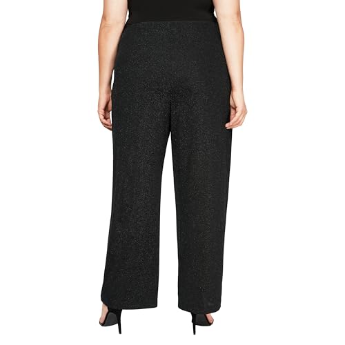 Image of Alex Evenings Women's Drapey Metallic Knit Straight Leg Pant