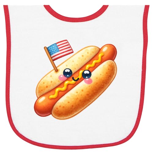 inktastic All-American Hot Dog Baby Terry Cloth Bib White and Red 461d7