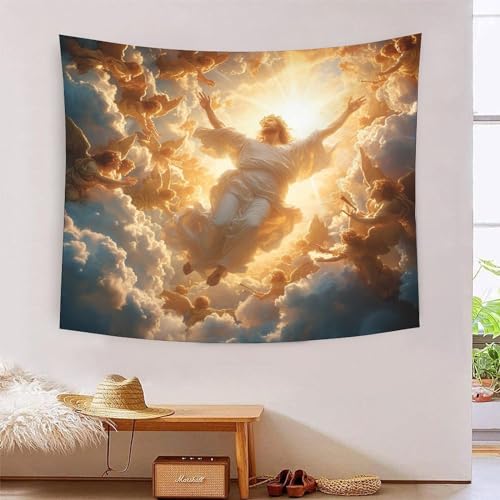 Tapisserie Jésus 3D VZOMANLEX pour habiller un mur vide et personnaliser une chambre
