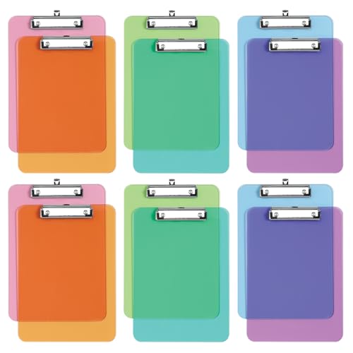 Porte-blocs en plastique Oxford lot de 12 avec clip métal pour feuilles A4