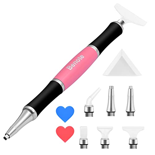 Benote Ergonomic Diamond Art Painting Pen, Upgrade Diamond Art Pen With Dual Rubber Metal Screw In Tip Round And Square Drill Pen For Art Diy Craft Adults Or Kids - B10 Pink #TOP4