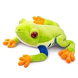 lilizzhoumax リアルなアカメアマガエルのぬいぐるみ、カエルのぬいぐるみ、柔らかくて丈夫なぬいぐるみ、女の子のおもちゃ、カエルの子供へのギフト、クリスマス、記念日、ガーデニングギフト、ホームデコレーション 22cm