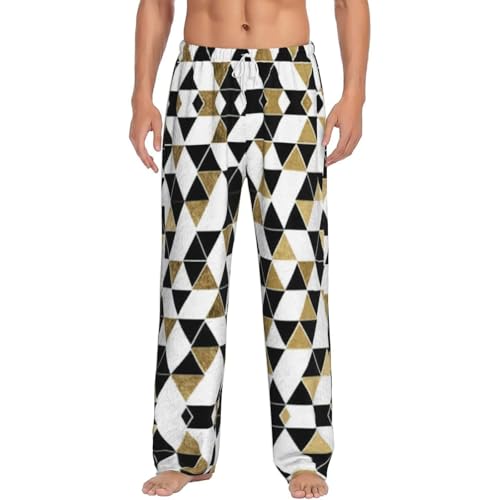 Pantalon de pyjama en flanelle imprimé triangles dorés pour hommes