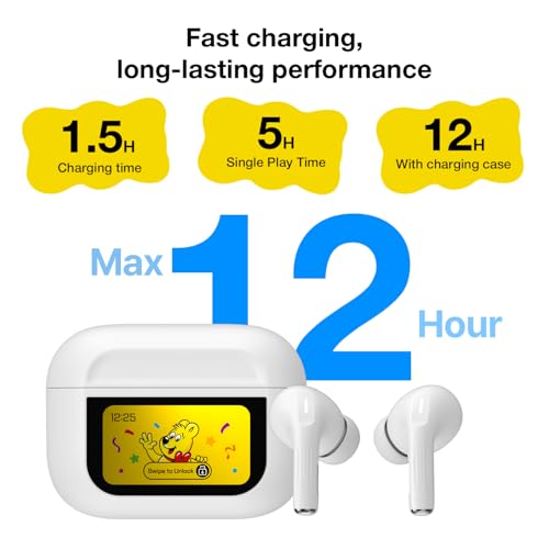 Image of DCHK Haribo Wireless Earbuds with LCD Touchscreen Case, Bluetooth 5.4 TWS, Noise Cancelling, 13mm Bass Driver, IPX4, Gummy Bear Style