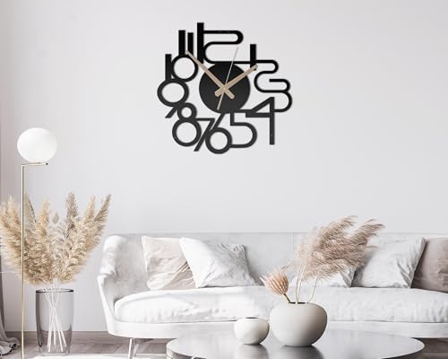 Image of Metal Wall Clock for Living Room, Bedroom, Office, Kitchen, Home and Hall, Stylish Designer Big Size Modern Wall Watch for Home Decor Black (Modern, 40 CMS)