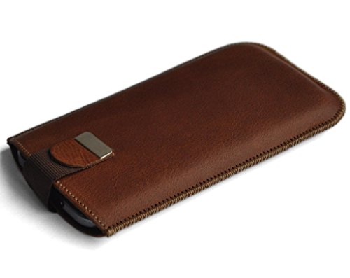 Donaway Xiaomi Mi 6 Brown Soft Bovine Leather Case Padded Cover Lined Sleeve Shell with Magnetic Pull Band